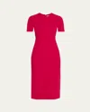 Michael Kors Short-sleeve Midi Sheath Dress In Raspberry