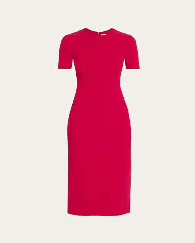 Michael Kors Short-sleeve Midi Sheath Dress In Raspberry