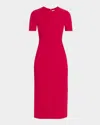Michael Kors Collection Stretch Wool Midi Sheath Dress In Raspberry