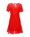 Michael Kors Short Sleeve Mini Dress In Red Viscose Lace In Red