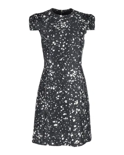 Michael Kors Short Sleeve Printed Dress In Black Cotton