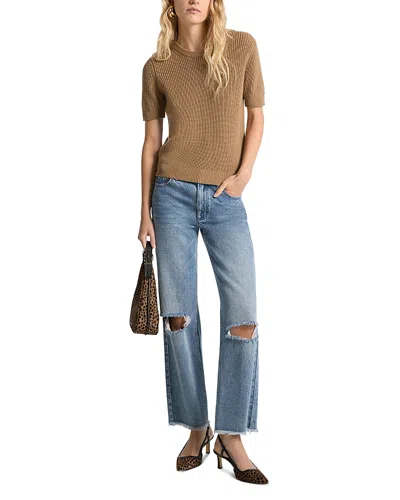 Michael Kors Short Sleeve Shaker Sweater In Cafe