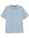 Michael Kors Crew Neck Logo Embroidered T-shirt In Blue