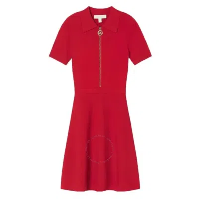 Michael Kors Short-sleeved Logo Zip Dress In Red