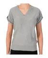 Michael Kors Short-sleeved V-neck Top In Gray