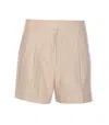 Michael Kors Pleated Linen And Cotton Shorts In Beige