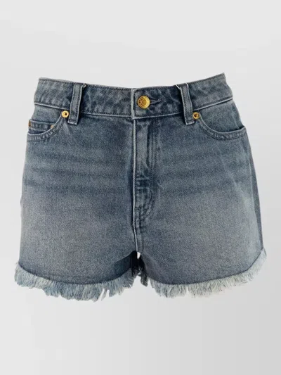 Michael Kors Shorts Frayed Hem Belt Loops Back Pockets In Blue