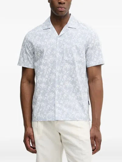 Michael Kors Short-sleeved Shirt In Stretch Cotton With Floral Print In White