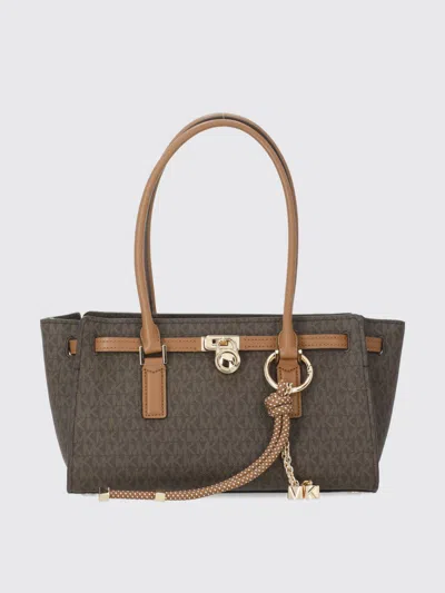 Michael Kors Hamilton Moderne Small Signature Logo Satchel In Brown