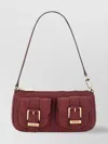 Michael Kors Zoe Bordeaux Shoulder Bag With Two Patch Pockets On The Front In Grained Leather Woman In Burgundy