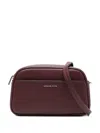 Michael Kors Structured Calfskin Shoulder Bag With Zip Closure In Burgundy