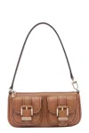 Michael Kors Textured Leather Shoulder Bag With Golden Accents In Brown