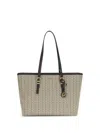 Michael Kors Quinn Large Jacquard Logo Tote Bag In Brown