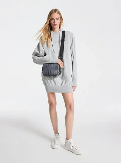Michael Kors Shoulder Pad Cotton Blend Hoodie Dress In Gray