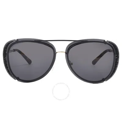 Michael Kors Sicily Dark Grey Pilot Ladies Sunglasses Mk1069 10141w 56 In Black