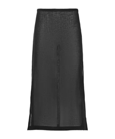Michael Kors Side Split Medium Length Skirt In Black