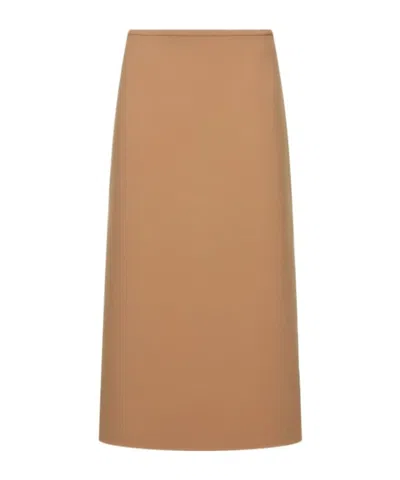 Michael Kors Side Split Medium Length Skirt In Brown