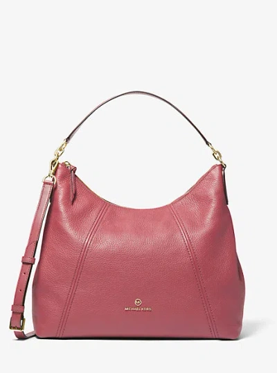 Michael Kors Sienna Large Pebbled Leather Shoulder Bag In Burgundy