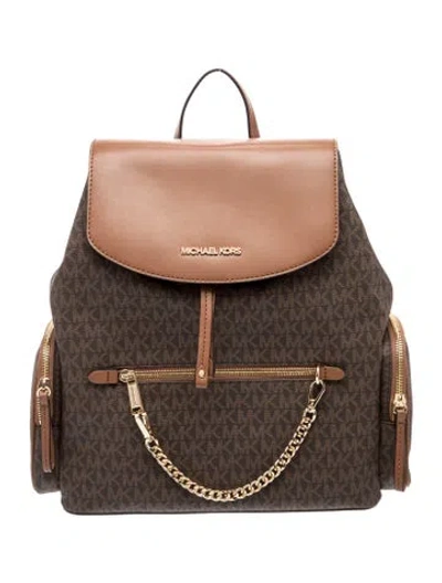 Pre-owned Michael Kors Signature Backpack In Brown