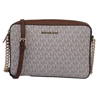 Michael Kors Signature Jet Set Crossbody Bag In Coated Canvas And Leather In Brown