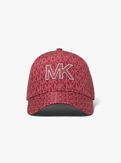 Michael Kors Signature Logo Baseball Hat In Red