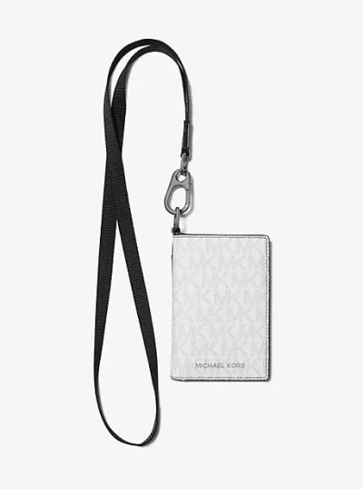 Michael Kors Signature Logo Bifold Lanyard Case In White