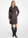 Michael Kors Signature Logo Cotton Blend Belted Trench Coat In Black
