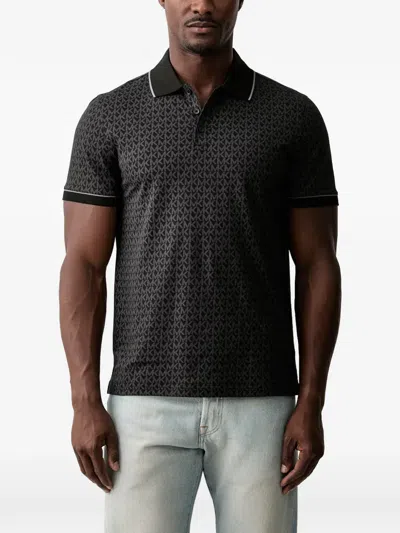 Michael Kors Signature Logo Cotton Jersey Polo Shirt In Black