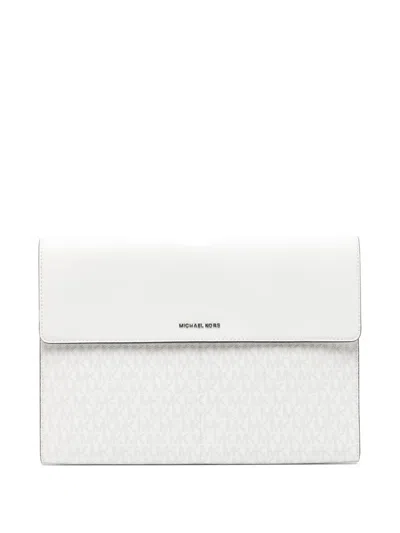 Michael Kors Signature-logo Laptop Bag In Metallic