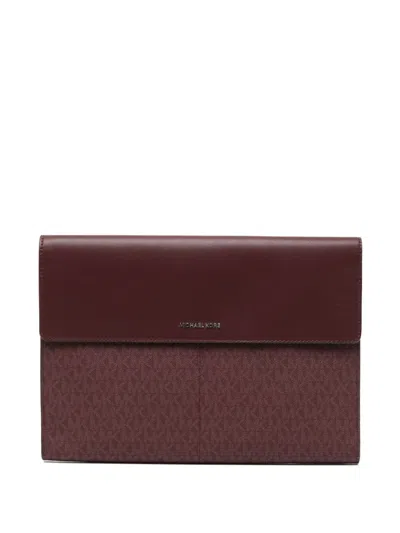 Michael Kors Signature-logo Laptop Bag In Red