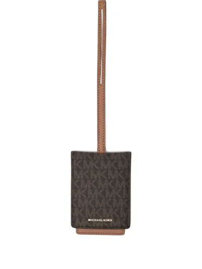 Michael Kors Signature-logo Luggage Tag In Black