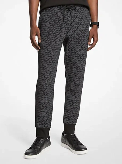 Michael Kors Signature Logo Print Cotton Blend Joggers In Gray