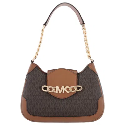 Michael Kors Signature Logo-print Small Hally Shoulder Bag In Brown/acorn