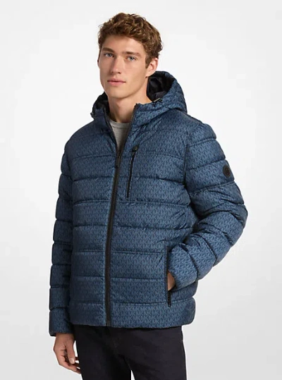 Michael Kors Signature Logo Reversible Jacket In Blue