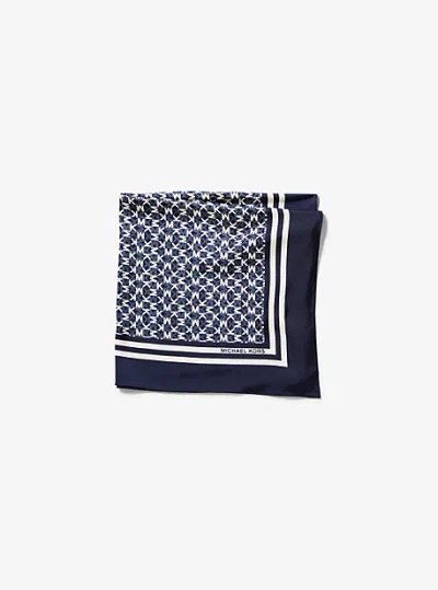Michael Kors Signature Logo Satin Scarf In Blue