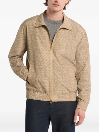 Michael Kors Signature Logo Windbreaker Jacket In Brown