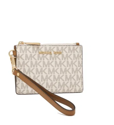 Michael Kors Signature Logo-print Canvas Small Logo Coin Purse - Vanilla