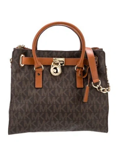 Pre-owned Michael Kors Signature Top Handle Bag In Brown
