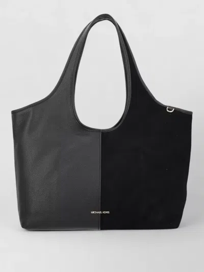 Michael Kors Signature Tote Bag Two Tone Design Handles In Black