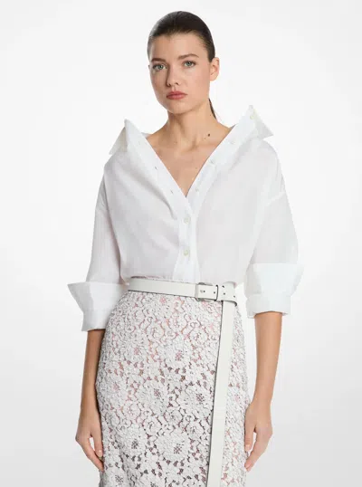 Michael Kors Silk And Cotton Taffeta Portrait Collar Shirt In White