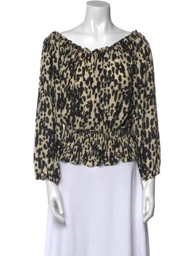 Pre-owned Michael Kors Silk Animal Print Blouse In Black