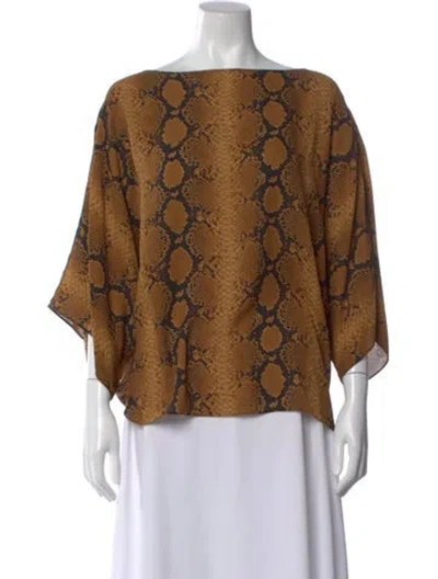 Pre-owned Michael Kors Silk Animal Print Blouse In Brown