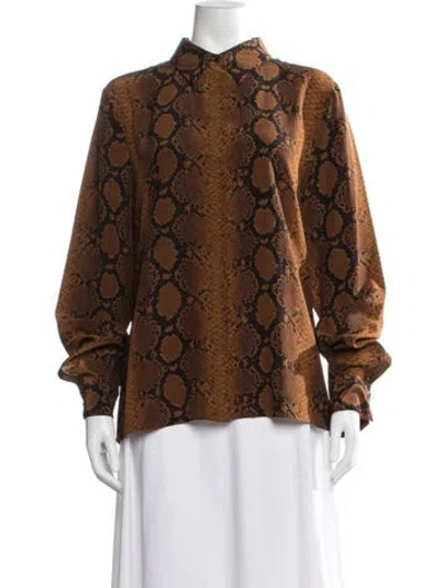 Pre-owned Michael Kors Silk Animal Print Blouse In Brown
