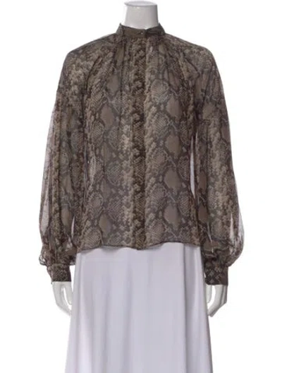 Pre-owned Michael Kors Silk Animal Print Blouse In Brown