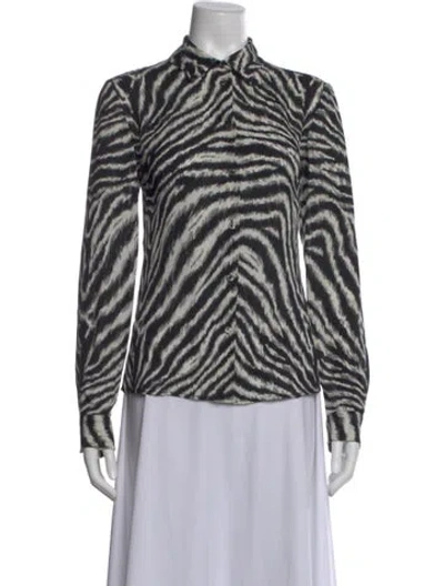 Pre-owned Michael Kors Silk Animal Print Blouse In Gray
