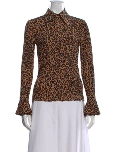 Pre-owned Michael Kors Silk Animal Print Blouse In Neutral