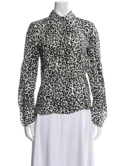 Pre-owned Michael Kors Silk Animal Print Blouse In White