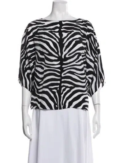 Pre-owned Michael Kors Silk Animal Print Blouse In White