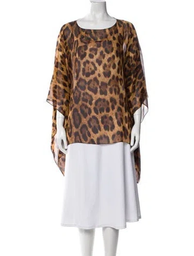 Pre-owned Michael Kors Silk Animal Print Sweater In Neutral