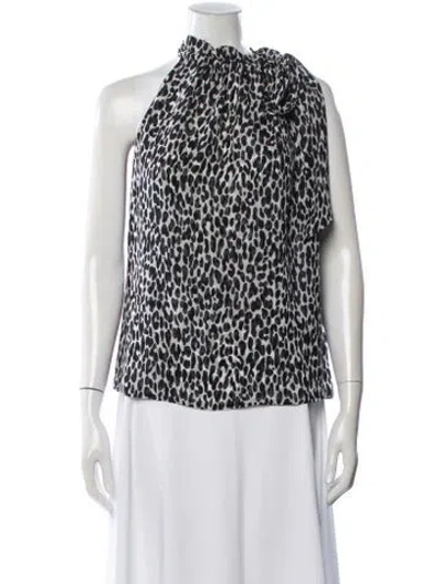 Pre-owned Michael Kors Silk Animal Print Top In Black